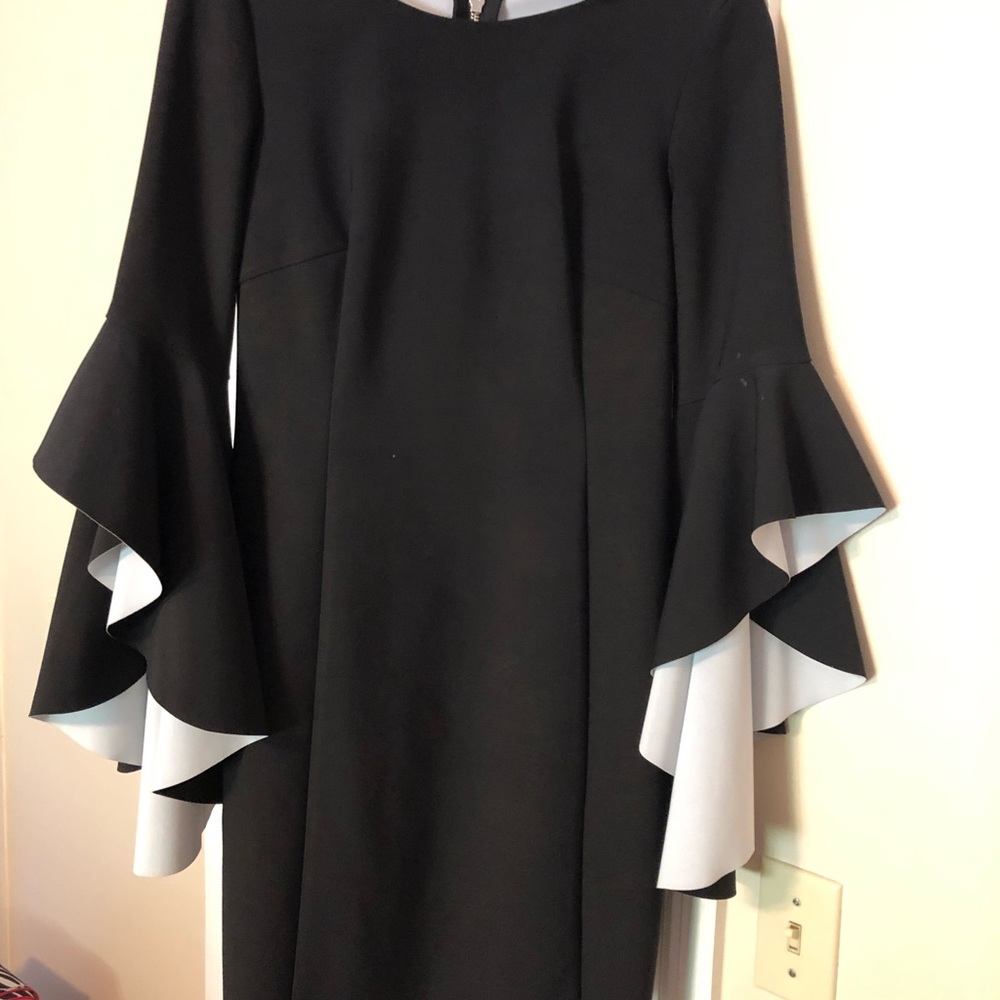 Black bell sleeve business/cocktail dress